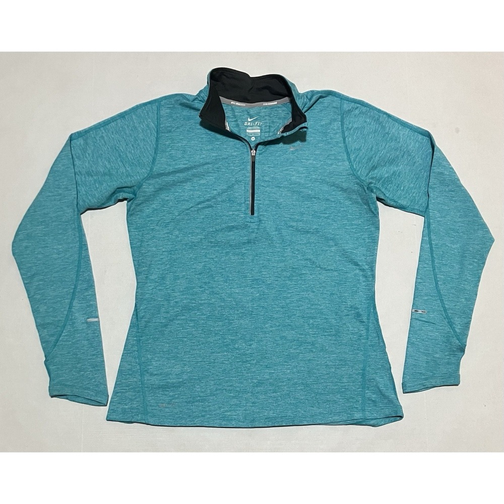 NIKE Element  Dri Fit 1/4 Zip Running Medium Shirt Womens Thumb Holes Reflective